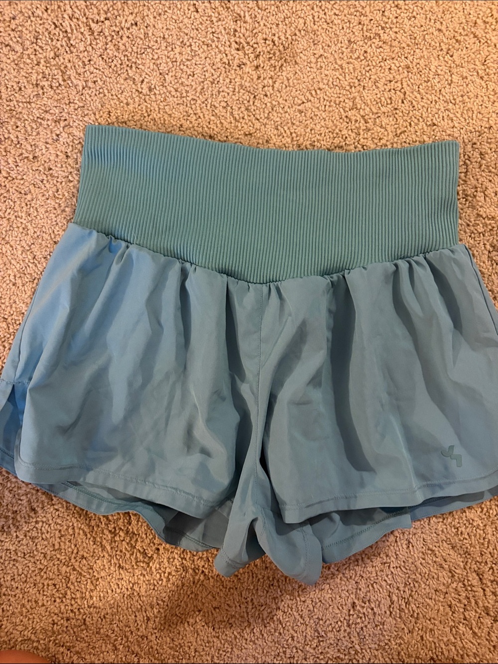 JoyLab Light Blue Ribbed-Waist Athletic Shorts